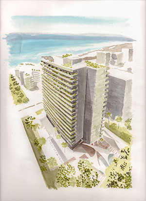 'Settlement, Watercolor on Paper