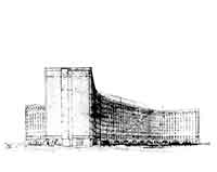 UNESCO, Paris, Architekten Marcel Breuer, Pier Luigi Nervi, Bernard Zehrfuss, Aufriss für Helmut Jacoby