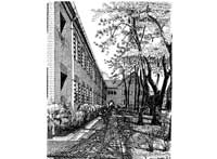 Heidehof, Berlin Zehlendorf, Zeichnung von Hans-Jörg Schmidt-Wigger