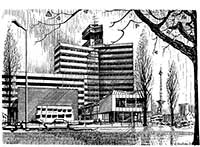 SFB Theodor-Heuss-Platz, Berlin, Zeichnung von Hans-Jörg Schmidt-Wigger